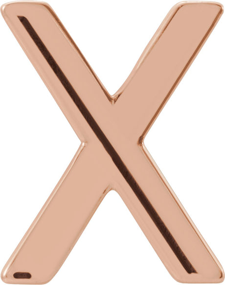 14K Gold Initial X Single Earring - Rose Gold