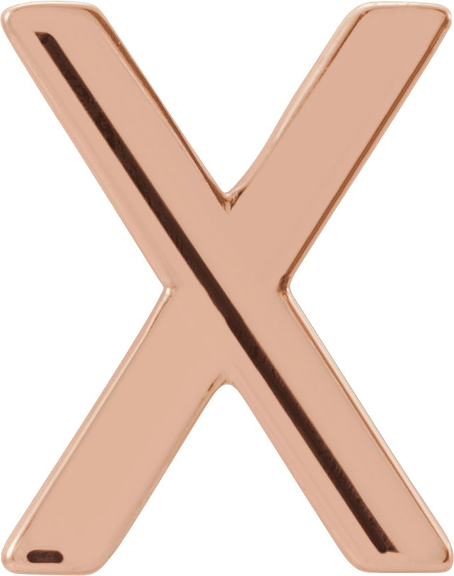 14K Gold Initial X Single Earring - Rose Gold