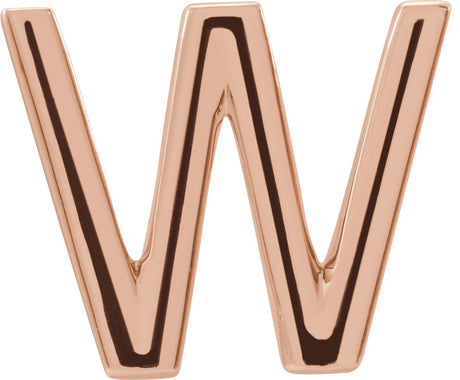 14K Gold Initial W Single Earring - Rose Gold
