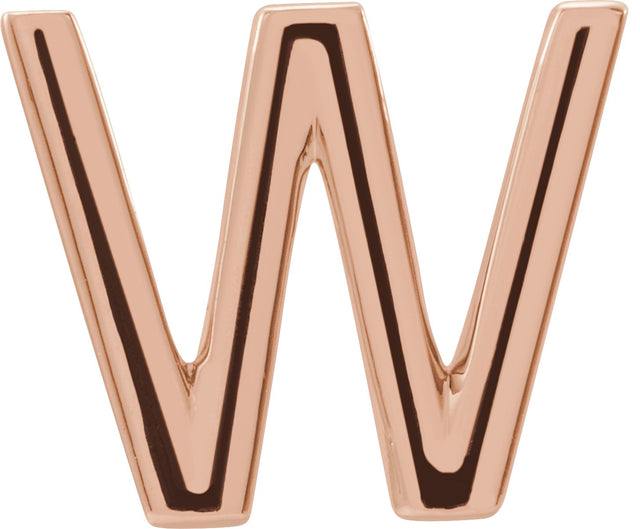 14K Gold Initial W Single Earring - Rose Gold