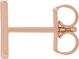 14K Gold Initial W Single Earring - Rose Gold - view 2