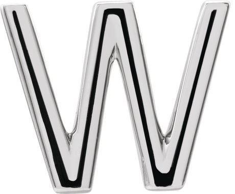 Platinum Initial W Single Earring