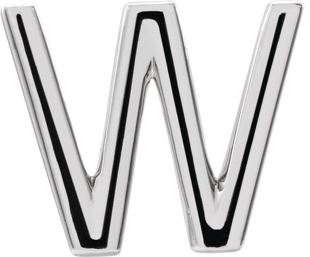 14K Gold Initial W Single Earring - White Gold