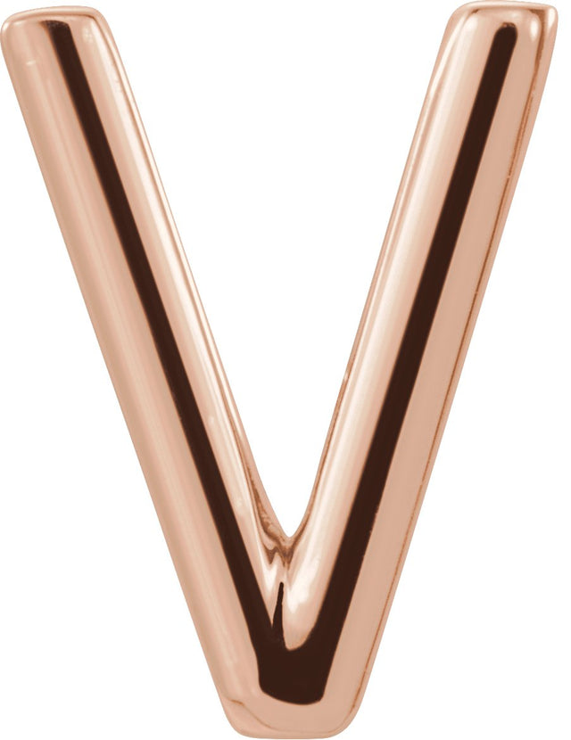 14K Gold Initial V Single Earring - Rose Gold