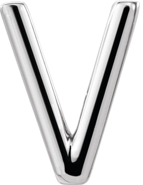 Platinum Initial V Single Earring