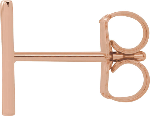 14K Gold Initial V Single Earring - Rose Gold - view 2