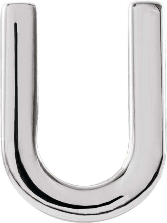 14K Gold Initial U Single Earring - White Gold