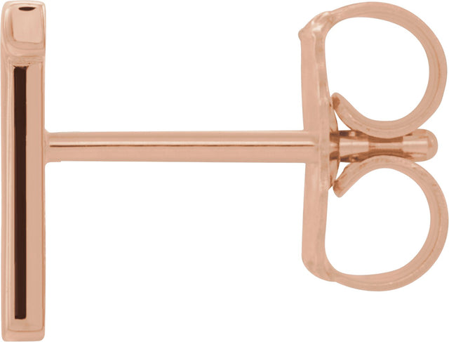 14K Gold Initial T Single Earring - Rose Gold - view 2