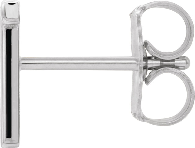 14K Gold Initial T Single Earring - White Gold - view 2