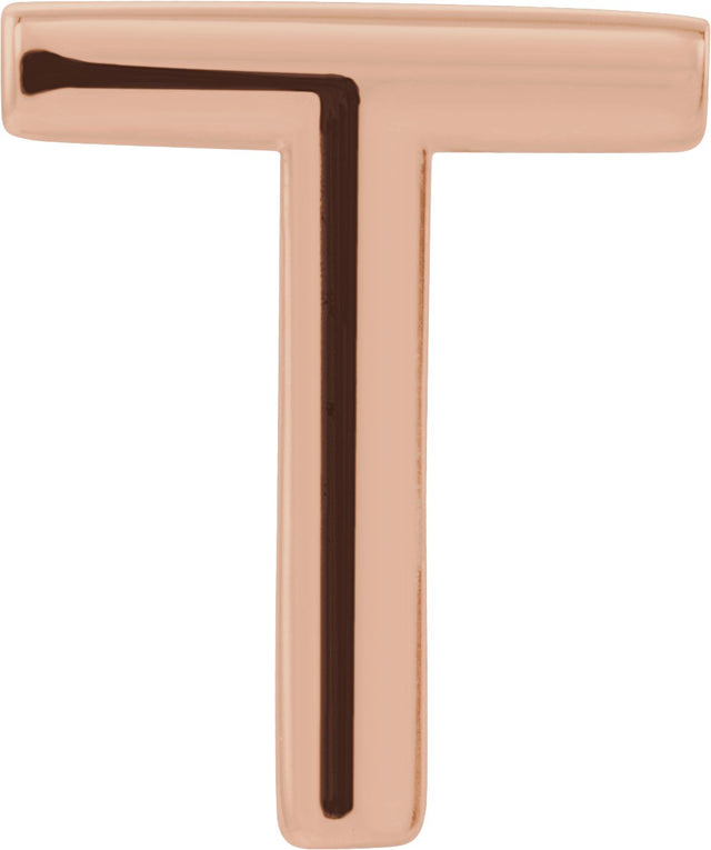 14K Gold Initial T Single Earring - Rose Gold