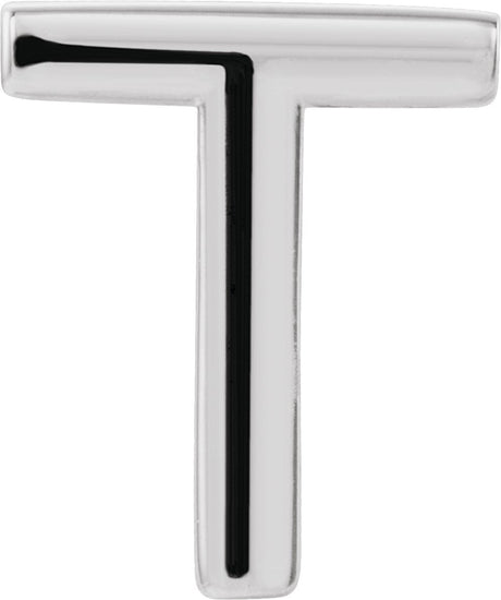 14K Gold Initial T Single Earring - White Gold