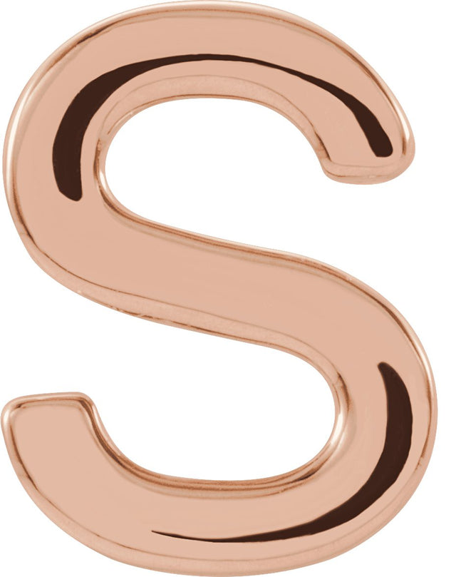 14K Gold Initial S Single Earring - Rose Gold