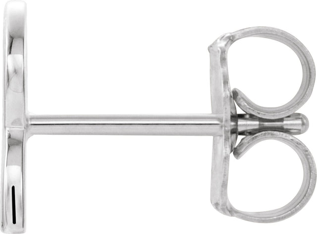 14K Gold Initial R Single Earring - White Gold - view 2