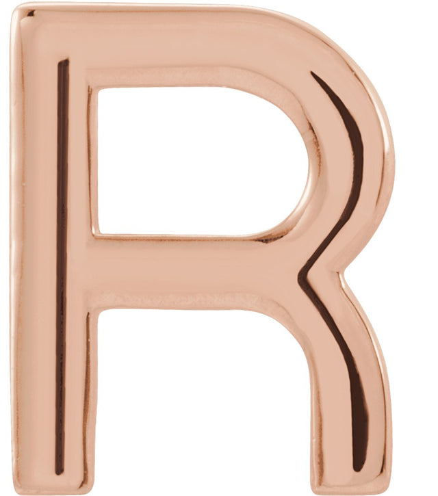 14K Gold Initial R Single Earring - Rose Gold