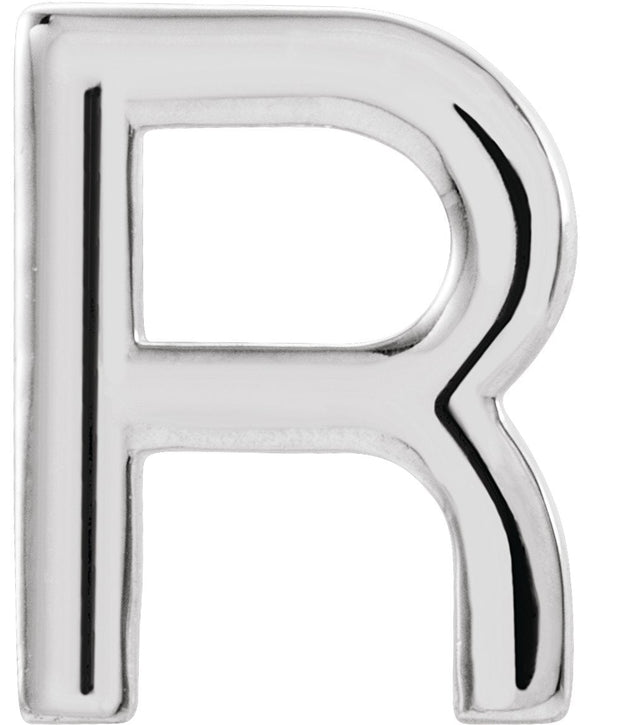 Platinum Initial R Single Earring