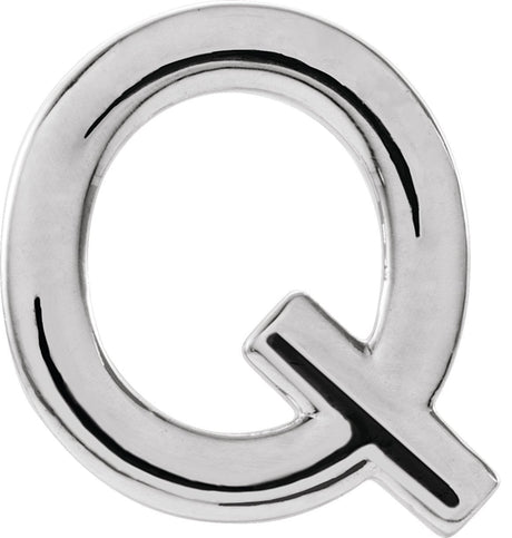 Platinum Initial Q Single Earring