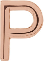 14K Gold Initial P Single Earring - Rose Gold