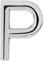 14K Gold Initial P Single Earring - White Gold