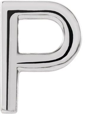 Platinum Initial P Single Earring