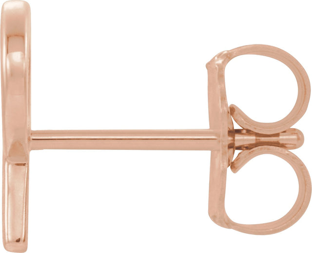 14K Gold Initial P Single Earring - Rose Gold - view 2