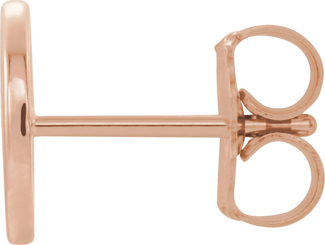 14K Gold Initial O Single Earring - Rose Gold - view 2