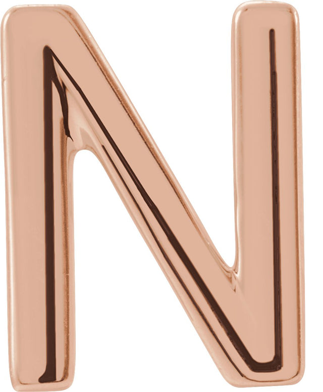 14K Gold Initial N Single Earring - Rose Gold