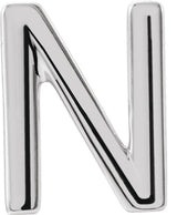 14K Gold Initial N Single Earring - White Gold