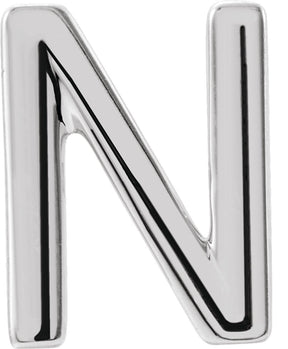 Platinum Initial N Single Earring