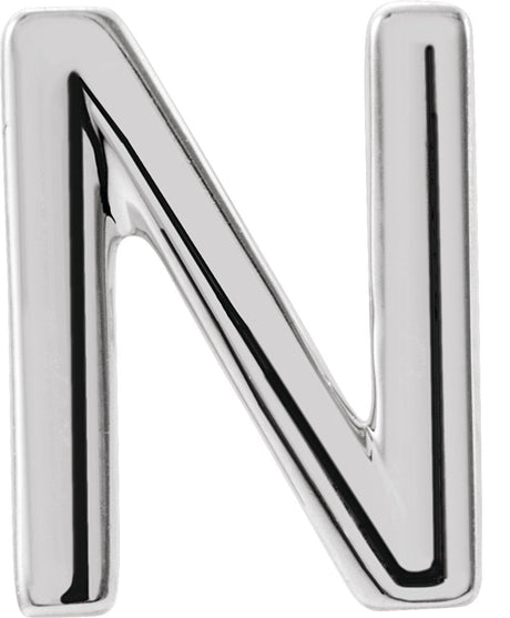 Platinum Initial N Single Earring