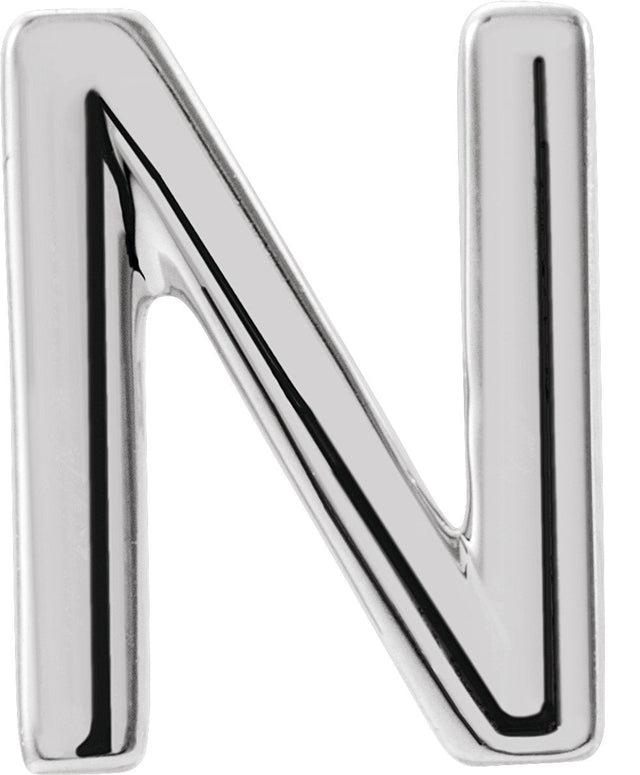 Platinum Initial N Single Earring
