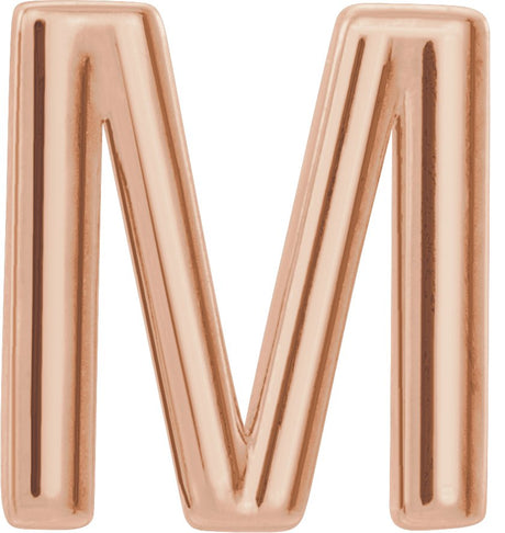 14K Gold Initial M Single Earring - Rose Gold
