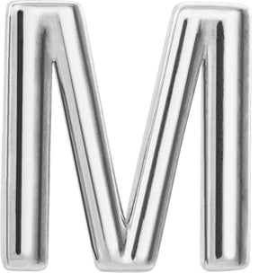 14K Gold Initial M Single Earring - White Gold