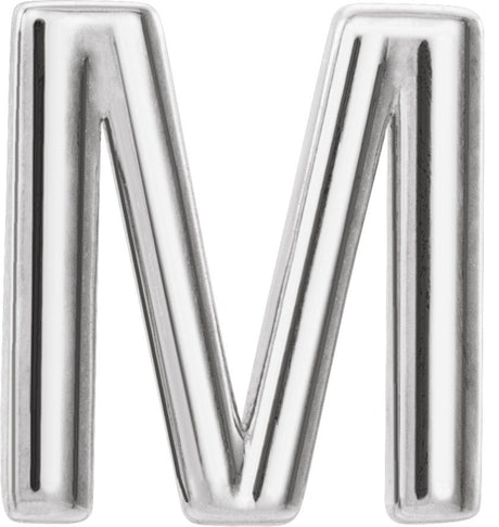 14K Gold Initial M Single Earring - White Gold