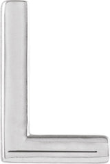 14K Gold Initial L Single Earring - White Gold