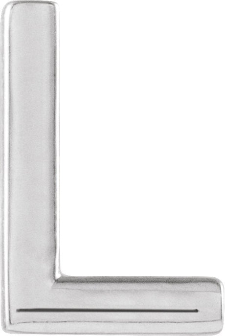 14K Gold Initial L Single Earring - White Gold