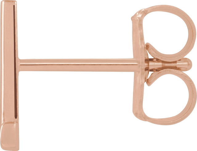 14K Gold Initial L Single Earring - Rose Gold - view 2