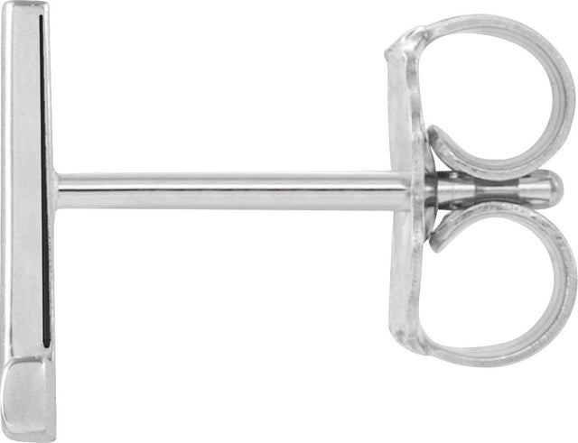 14K Gold Initial L Single Earring - White Gold - view 2