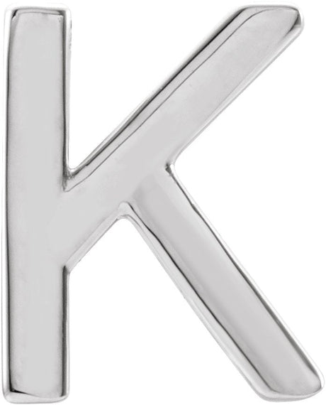 Platinum Initial K Single Earring