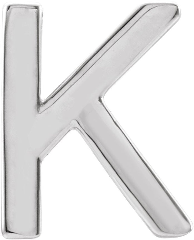 Platinum Initial K Single Earring
