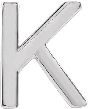 14K Gold Initial K Single Earring - White Gold