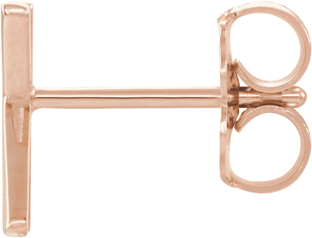 14K Gold Initial K Single Earring - Rose Gold - view 2