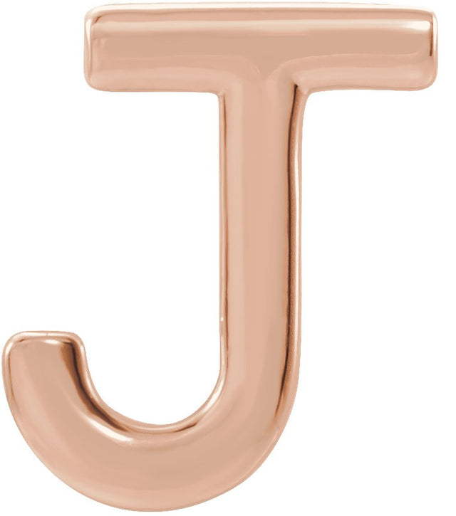 14K Gold Initial J Single Earring - Rose Gold