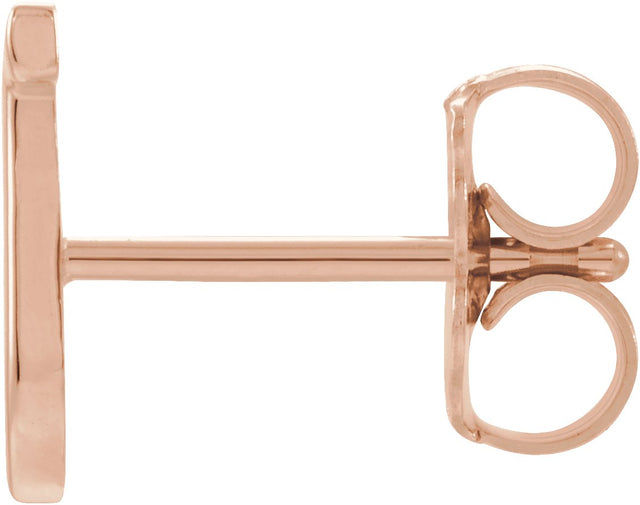 14K Gold Initial J Single Earring - Rose Gold - view 2