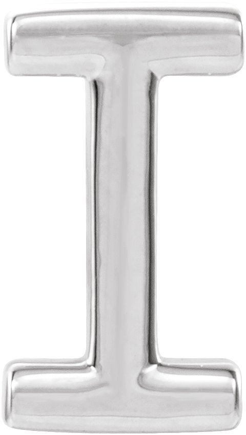 14K Gold Initial I Single Earring - White Gold