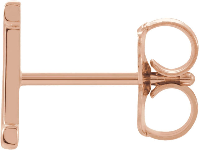14K Gold Initial I Single Earring - Rose Gold - view 2
