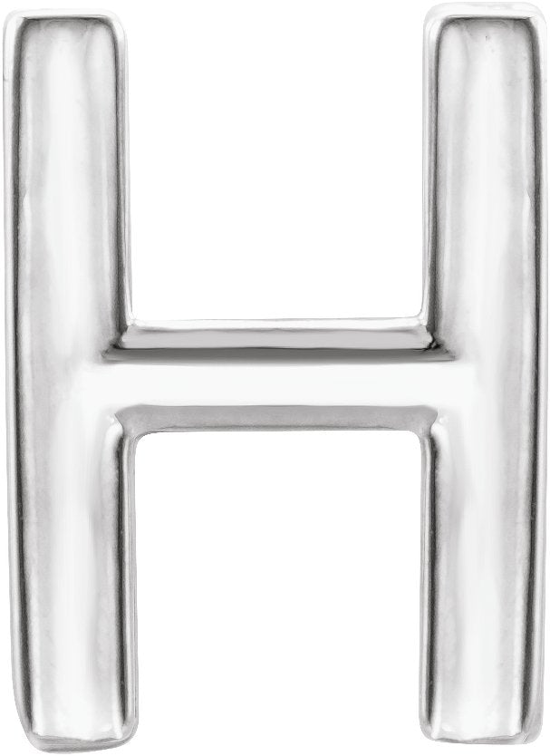 14K Gold Initial H Single Earring - White Gold