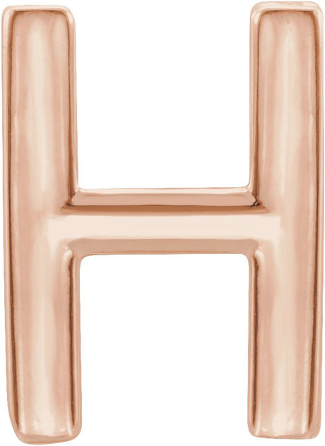 14K Gold Initial H Single Earring - Rose Gold