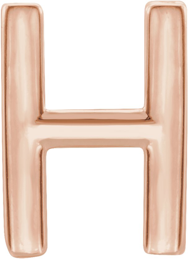 14K Gold Initial H Single Earring - Rose Gold