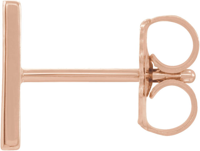 14K Gold Initial H Single Earring - Rose Gold - view 2