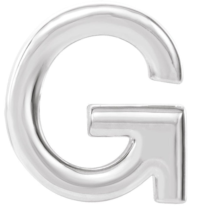 14K Gold Initial G Single Earring - White Gold